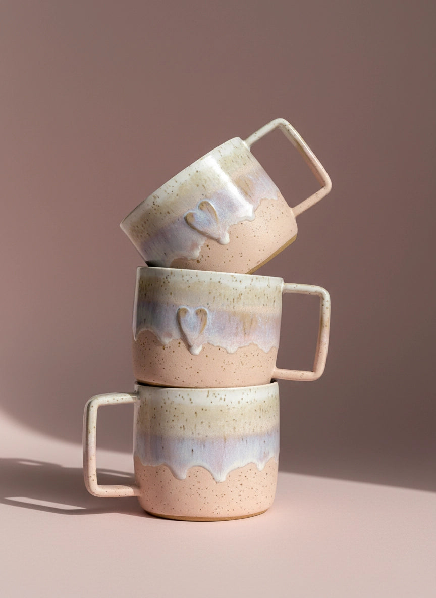 Ceramiczny Kubek z Sercem Różowy 330 ml | HD