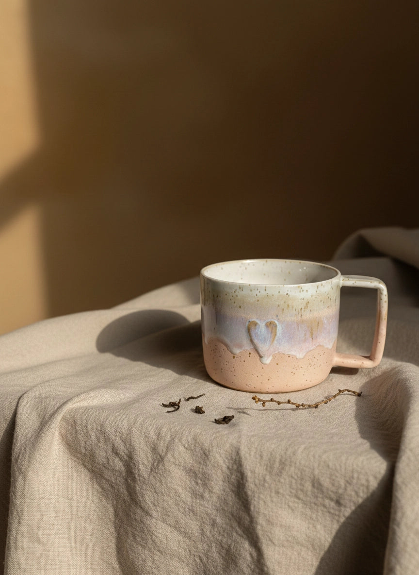 Ceramiczny Kubek z Sercem Różowy 330 ml | HD