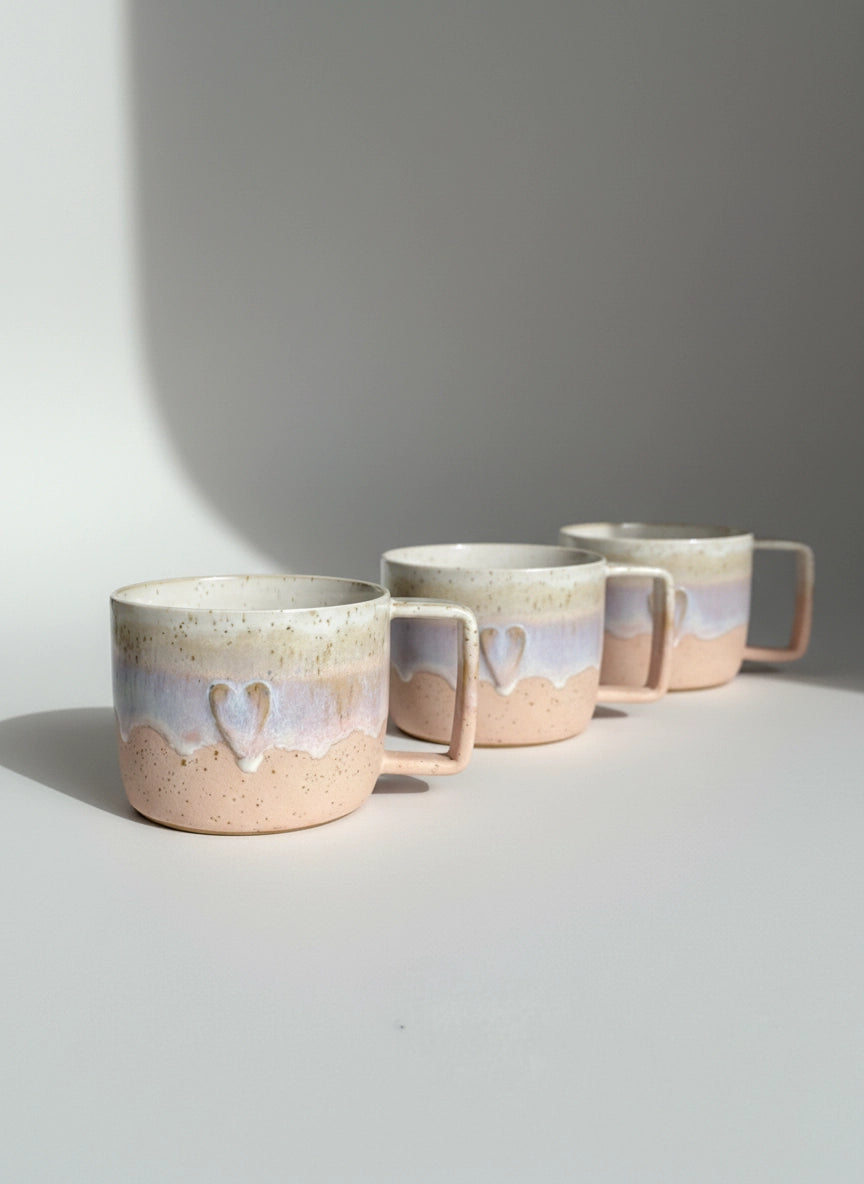 Ceramiczny Kubek z Sercem Różowy 330 ml | HD