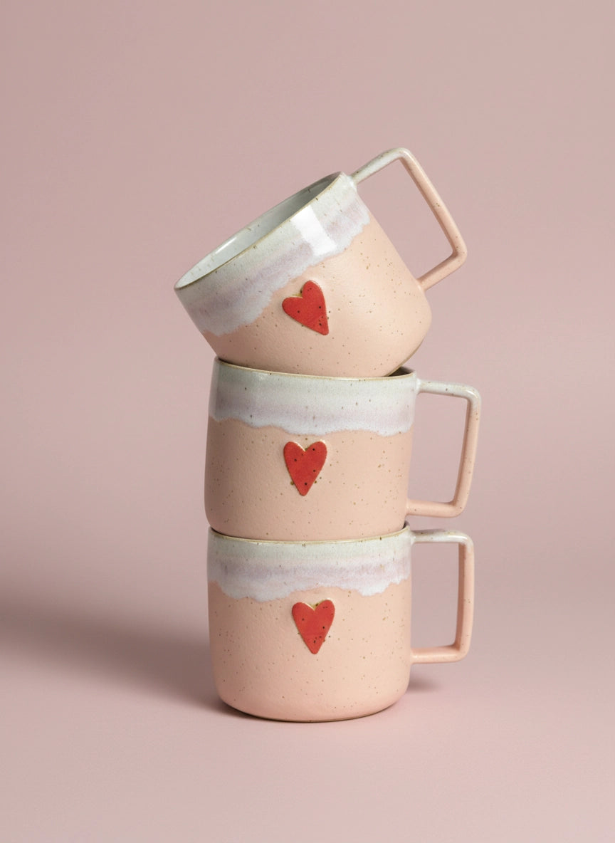 Ceramiczny Kubek z Sercem Różowy 350 ml | HD