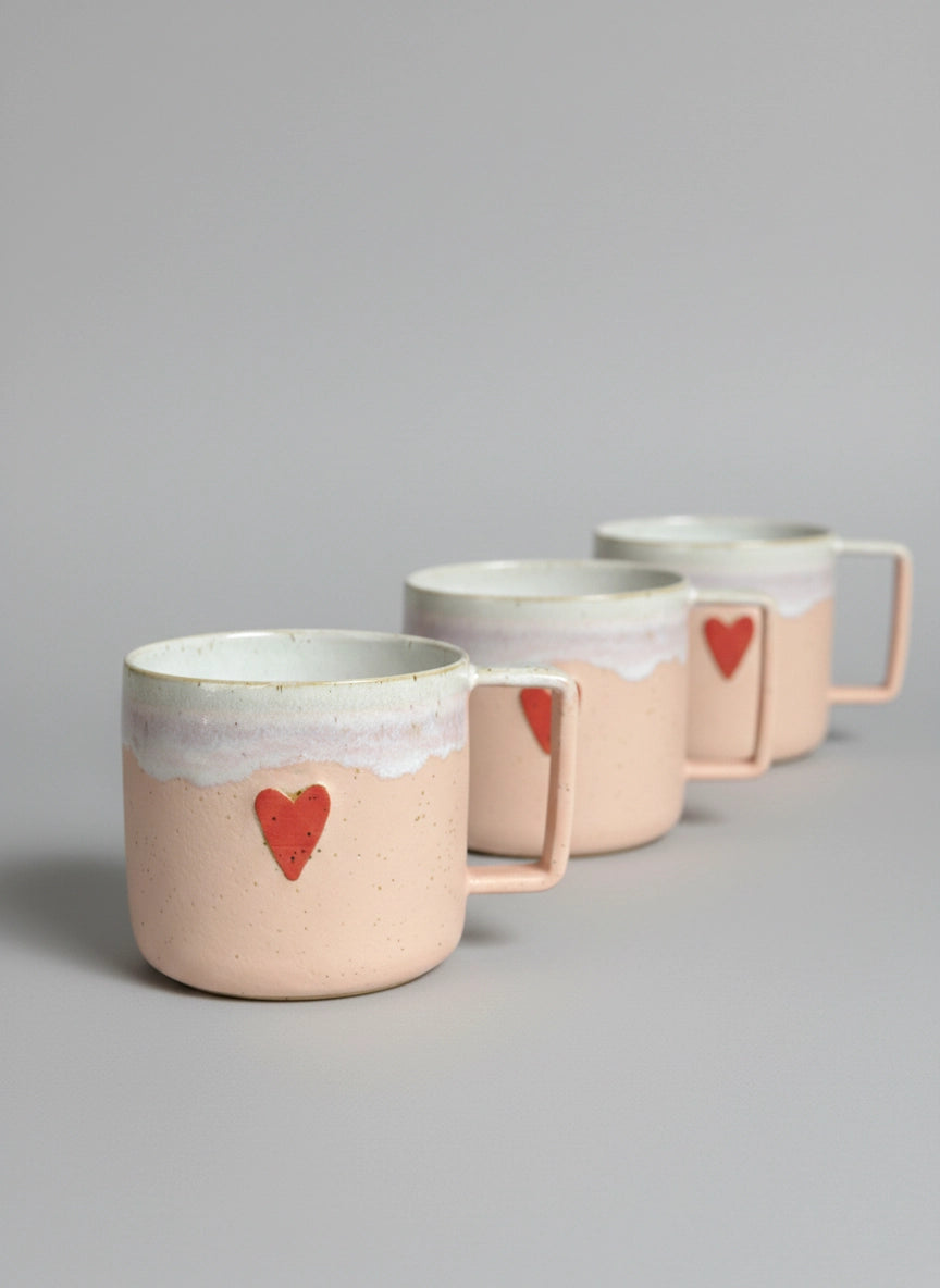 Ceramiczny Kubek z Sercem Różowy 350 ml | HD