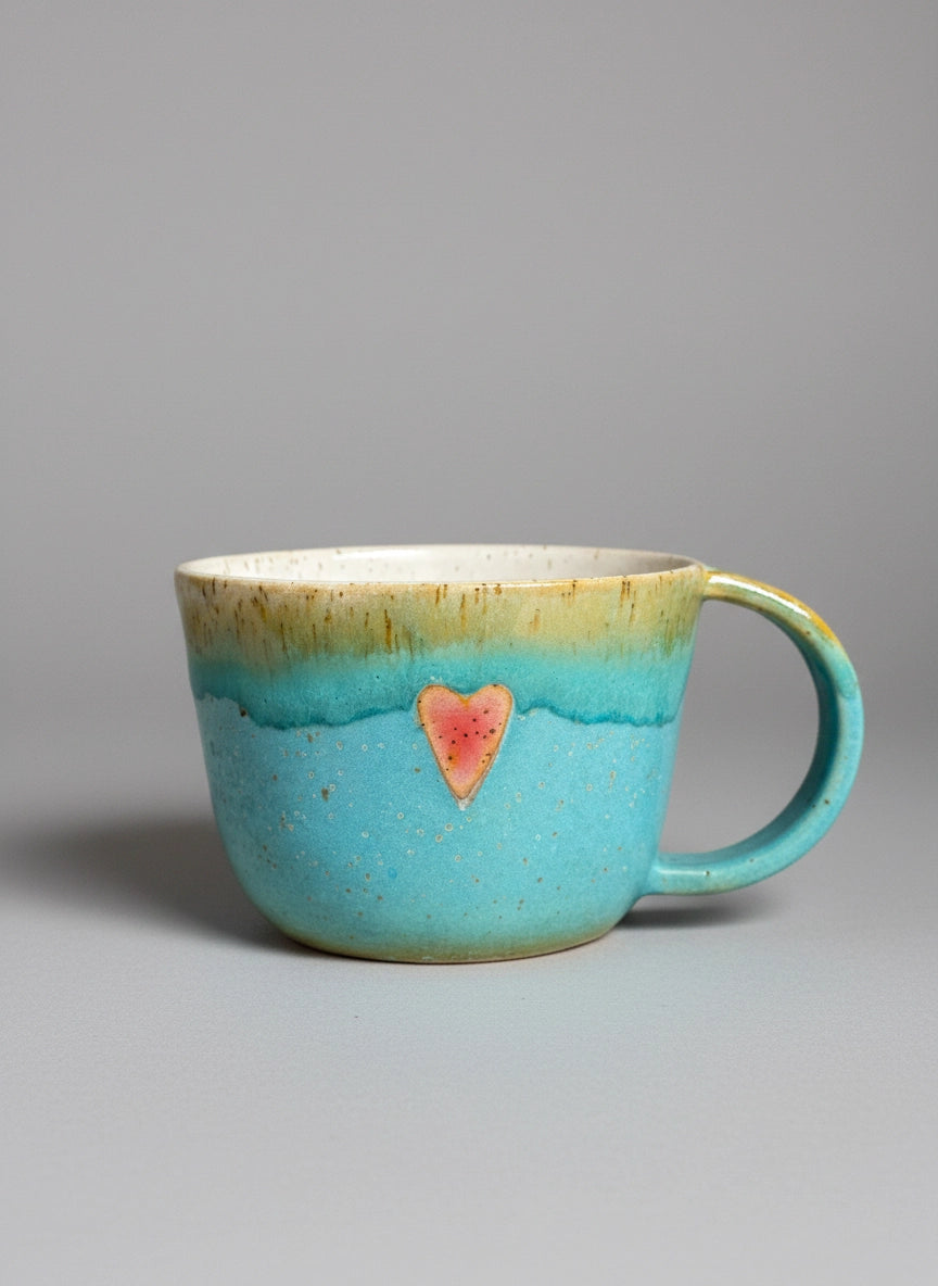 Ceramiczny Kubek z Sercem Turkus 400 ml | HD