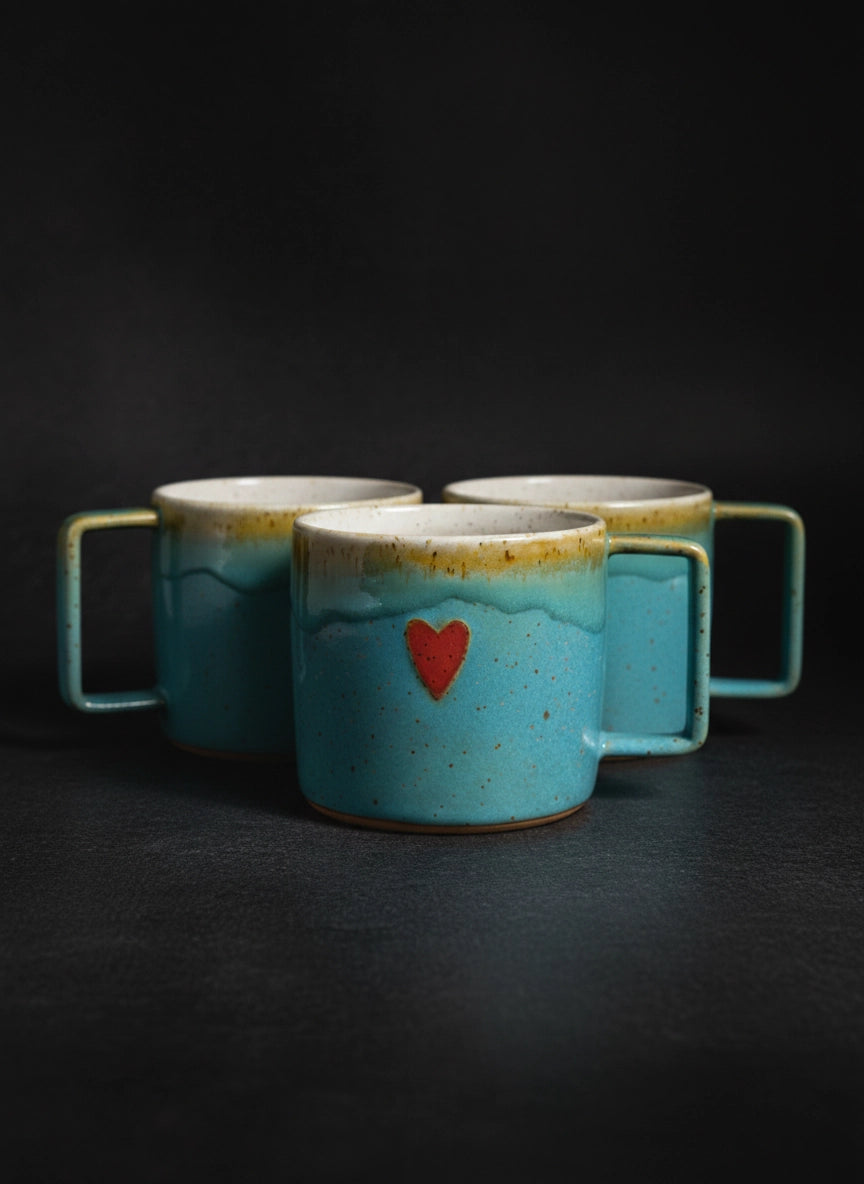 Duży Kubek z Sercem Turkus 450 ml | HD