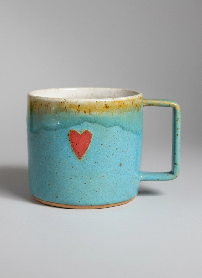 Duży Kubek z Sercem Turkus 450 ml | HD