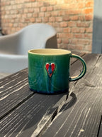 Kubek Glossy Green Heart 300 ml