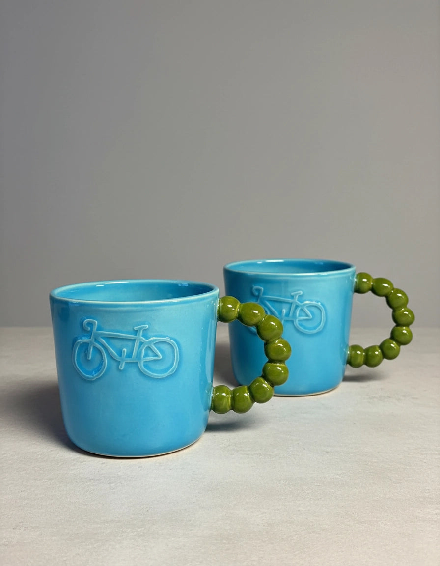 Kubek Niebiesko Zielony Bike 350 ml | SA